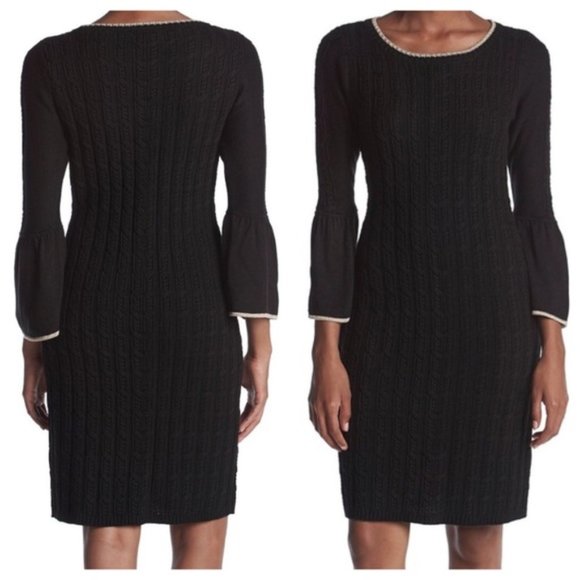 Calvin Klein Cable Knit Bell Sleeve Sweater Dress - Picture 2 of 7